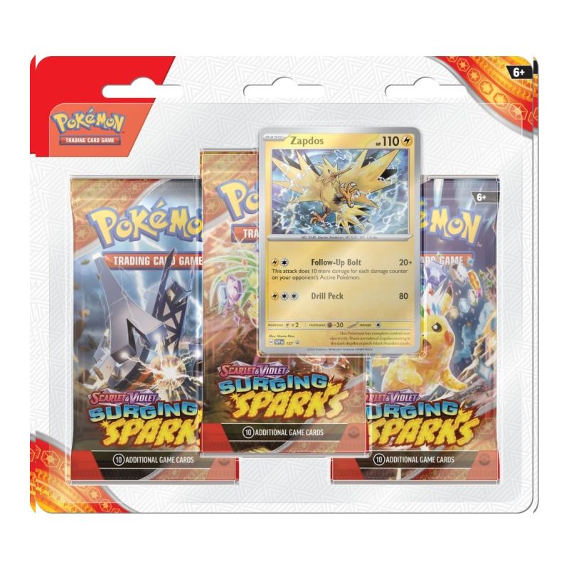 Pokémon Scarlet & Violet 8: Surging Sparks 3-Pack Booster Blister-Hobbykort